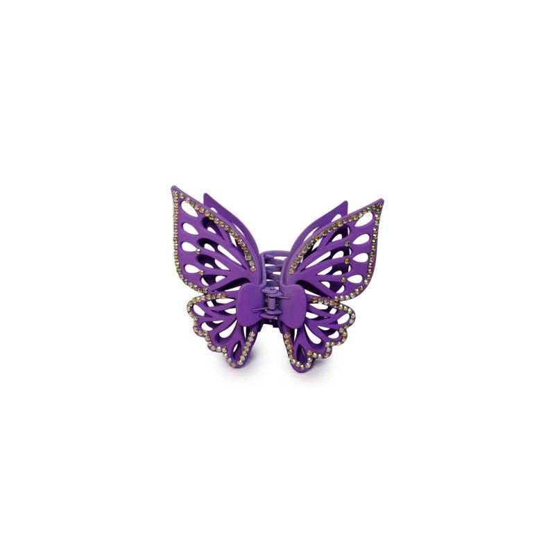Pinza Para Cabello Grande En Forma De Mariposa Doble Con Piedras 13 Cm | HM-4Z-1170