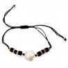 Pulsera Delgada De Hilo Ajustable Con Piedras Y Aros Con Dije Gato 9 Cm | HM-4Z-1166