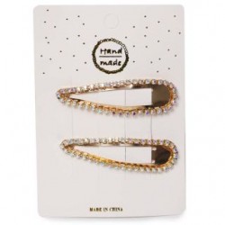 Cuca Para Cabello De Metal Dorado Con Línea De Piedras De 5.8 Cm | HM-4Y-1153