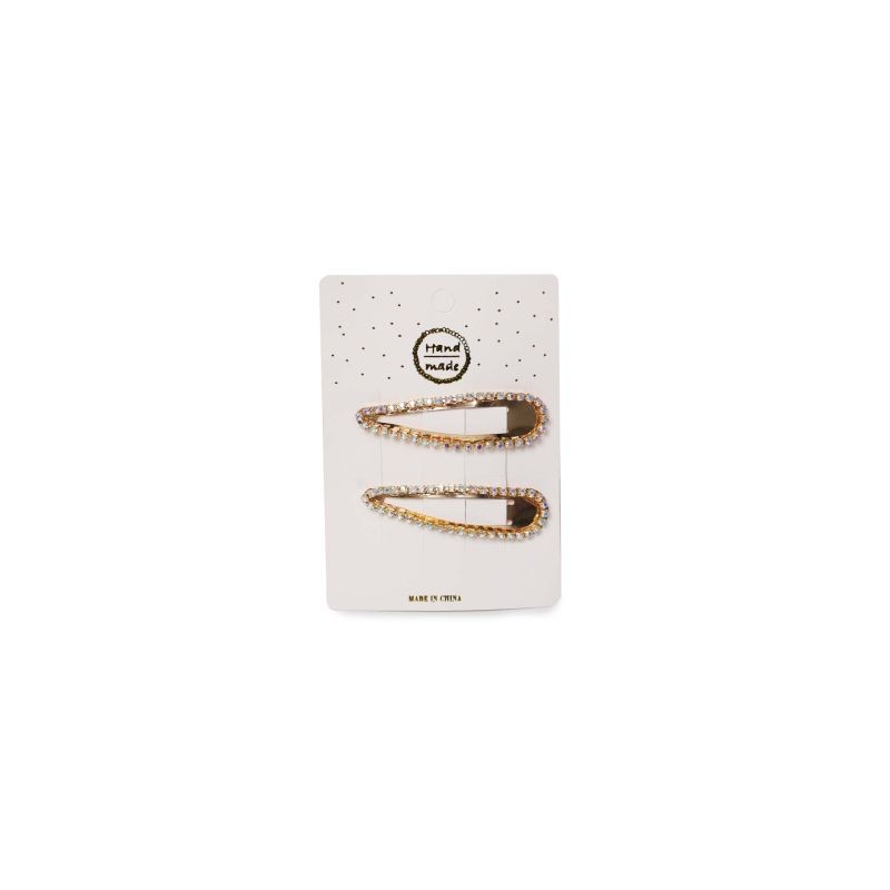 Cuca Para Cabello De Metal Dorado Con Línea De Piedras De 5.8 Cm | HM-4Y-1153