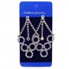 Aretes De Metal Plateados Largos Figuras Cubiertas De Piedras Tornasol 8 Cm | HM-4Z-1129