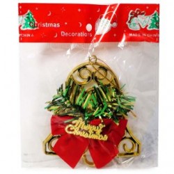 Adorno Navideño Decorativo De Plástico Chico Figuras Doradas Con Moño 10 Cm | 1009G-2