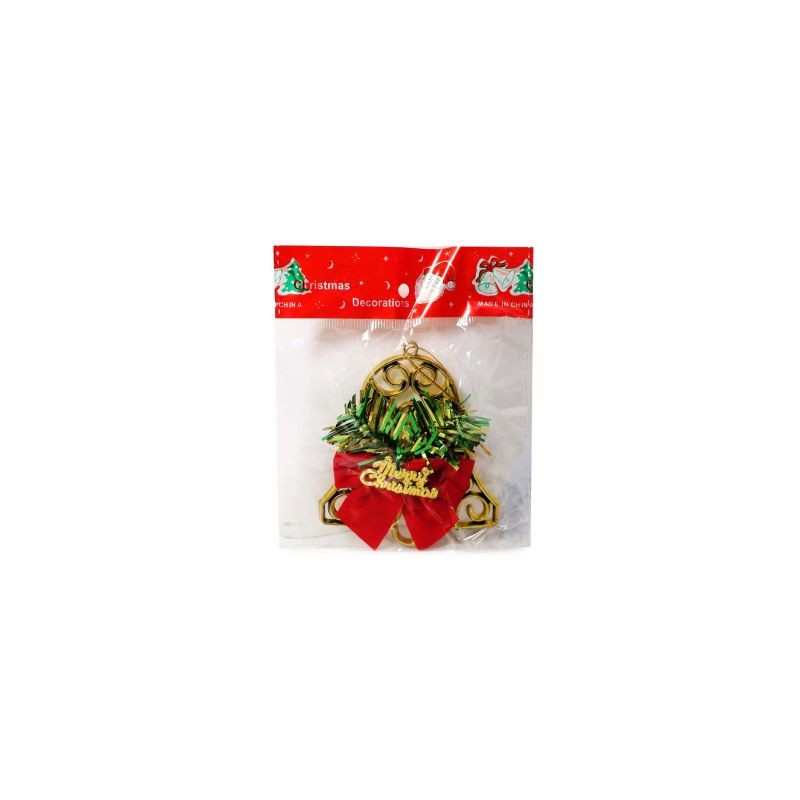 Adorno Navideño Decorativo De Plástico Chico Figuras Doradas Con Moño 10 Cm | 1009G-2