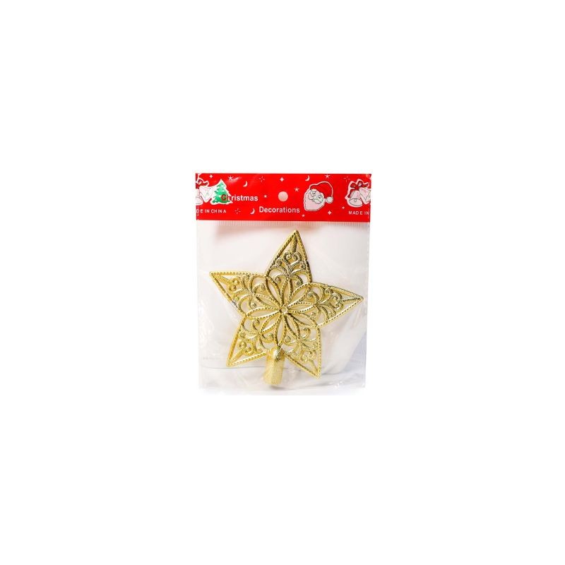 Adorno Navideño Estrella Decorativa De Plástico Dorado Perforada 9.8 Cm | 1009G
