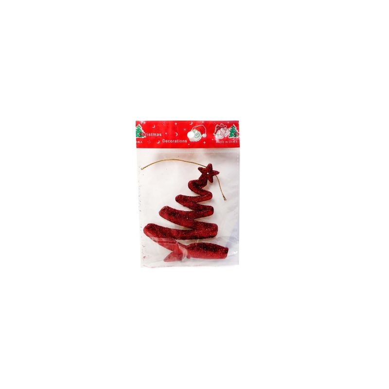 Adorno Navideño Plano En Forma De Árbol Decorativo Cubierto De Glitter 13 Cm | 1008A