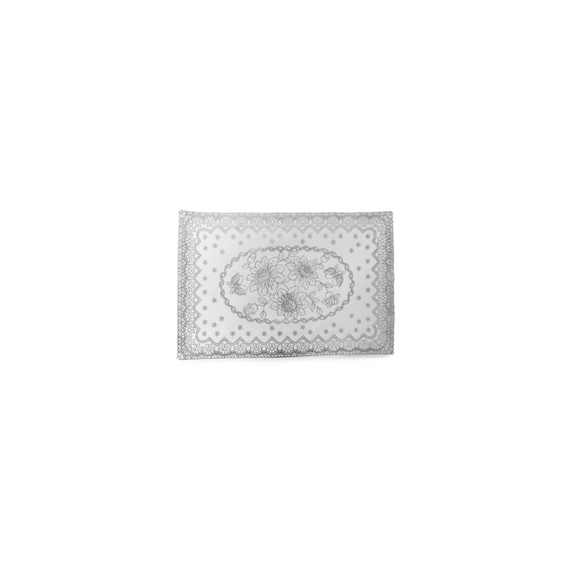 Mantel Decorativo Grande Rectangular Grabado Blanco Con Plateado Modelos De 44 Cm | RF-E515