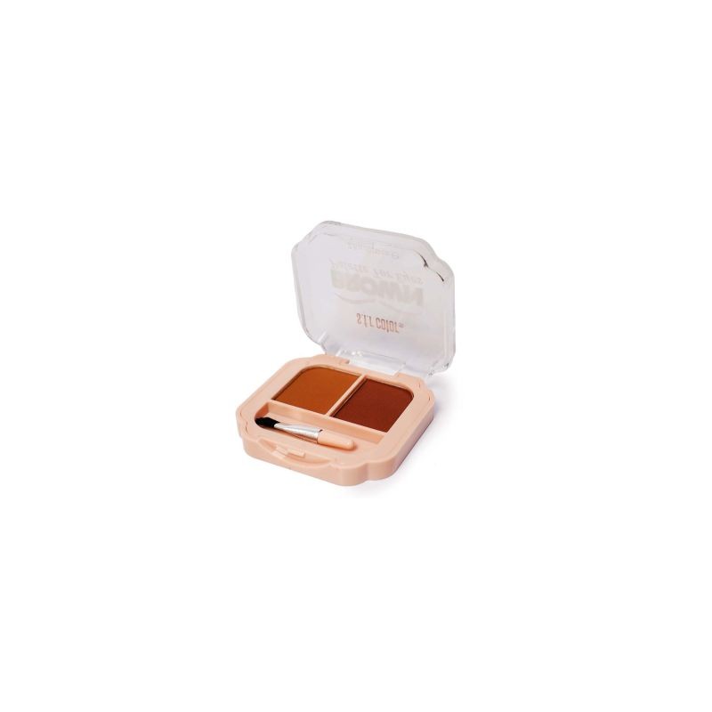 Sombra Para Cejas Cremosa Doble Con Brocha Aplicadora Estuche Cuadrado 5.6 Cm | RF-E3501