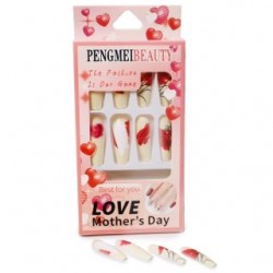 Caja Uñas Postizas Largas Estampadas Corazones Modelos De Colores 11.8 Cm | RF-E3352