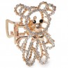 Pinza Para Cabello Mediana En Forma De oso Metal Dorada Y Plateada Con Piedras 7.5 Cm | XH4132