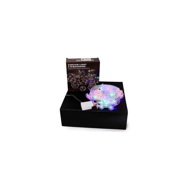 Serie Navideña De Flores Con Luz de De Colores Cable Transparente 3 Mts | KUN-2305