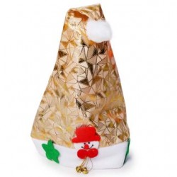 Gorro Navideño Grande De Peluche Dorado Y Rojo Metalizado Con Cascabeles 38 Cm | KUN-2323