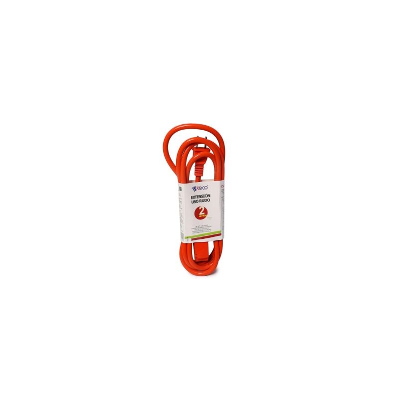 Extensión Eléctrica Reforzada Uso Rudo Color Naranja 2 metros Con Contactos | 9988