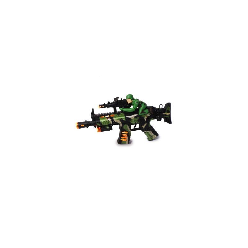 Juguete Rifle De Plástico Grande Con Estampado Militar Y soldado Luces Y Sonido 35 Cm | TG-0641316