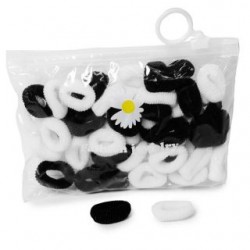Donitas Para Cabello Mini Esponjosas En Color Blanco Y Negro En Bolsa De Plástico 15 Cm | TA0003B