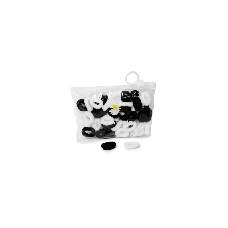 Donitas Para Cabello Mini Esponjosas En Color Blanco Y Negro En Bolsa De Plástico 15 Cm | TA0003B