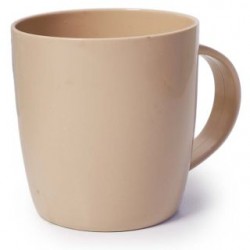 Taza De Plástico Mediana Ovalada En Color Beige Y Café Con Asa 9 Cm | RP