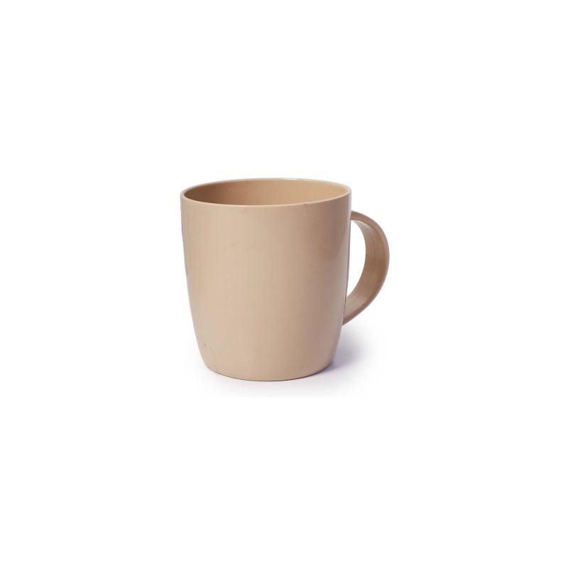 Taza De Plástico Mediana Ovalada En Color Beige Y Café Con Asa 9 Cm | RP