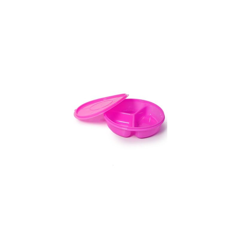 Toper De Plástico Circular Mediano Con Tapa Y 3 Divisiones Neón De 18.2 x 4.7 Cm | RP