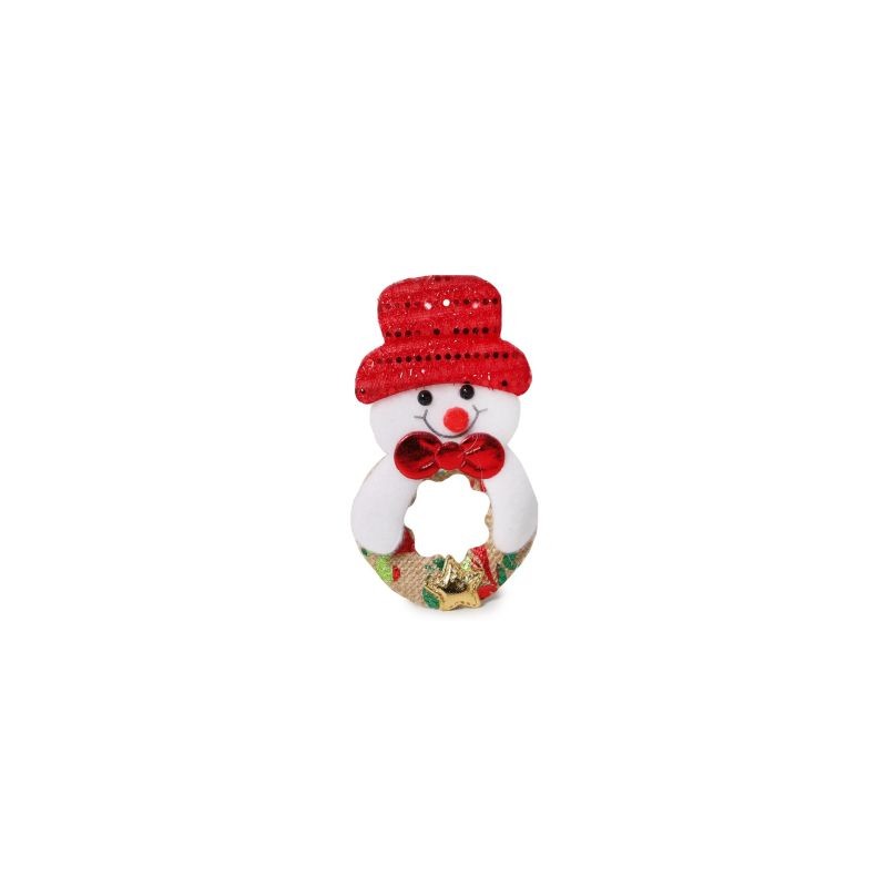 Adorno Navideño De Peluche Para Colgar Aro Café Con Muñeco Para Colgar 13 Cm | SY-S-850