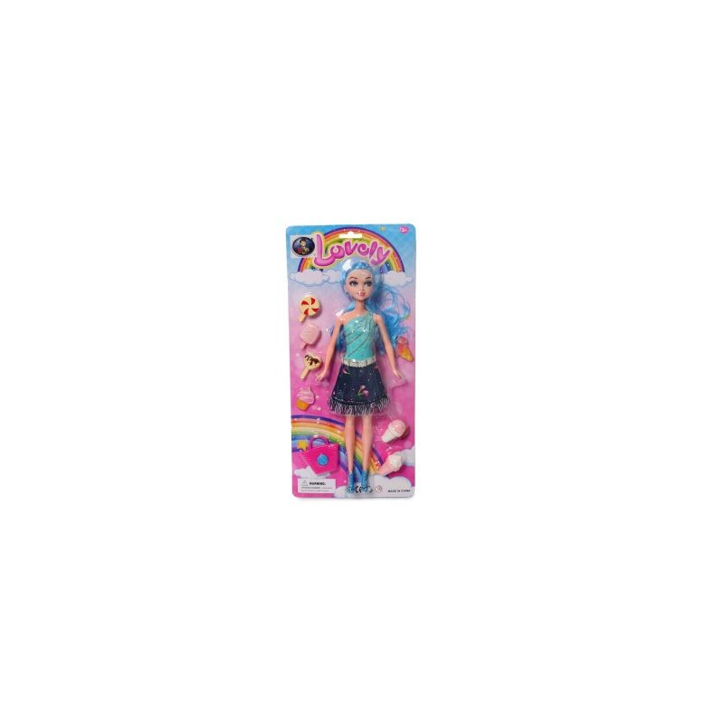 Juguete Muñeca Grande Con Falda Estampada Y Postres De Plástico 31 Cm | BT-03694