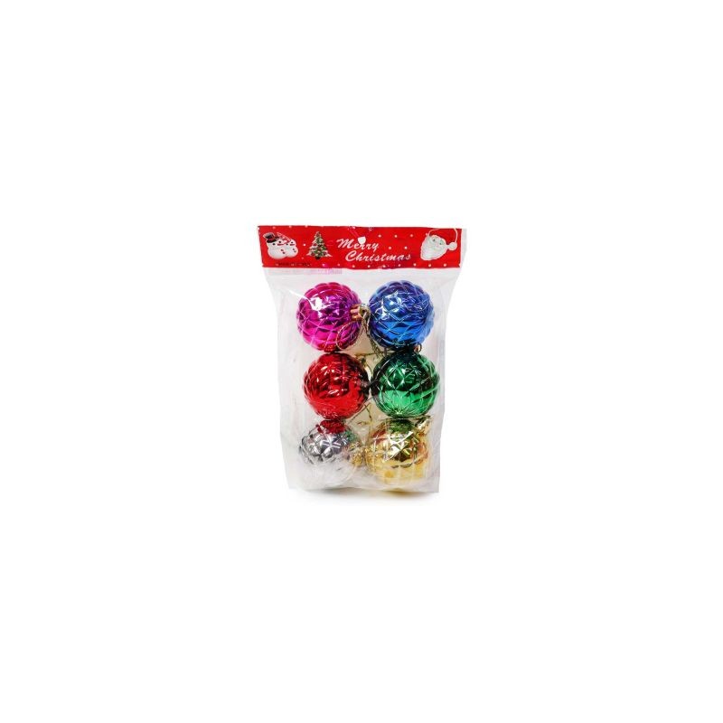 Esferas Navideñas De Plástico Chicas Decorativas Grabado De Rombos 5 Cm | JA-S-1139