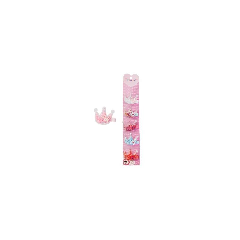Picos Garza Para Cabello De Metal Con Figura Corona Hule Y Lentejuela | B3632B-6