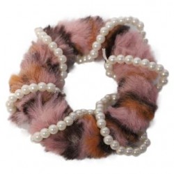 Dona Para Cabello Chica Peluhe Animal Print Líneas De Perlas | M129#9A-8