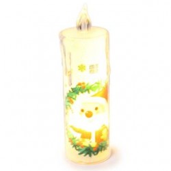 Lámpara Vela Delgada Decorativa Estampado Navideño Con Luz Cálida De 12 Cm | JA-S-1181