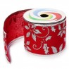 Listón Navideño Decorativo Grande Rojo Con Diamantina Figuras De 6.3 Cm X 2.7 Mts | JA-S-1124