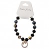 Pulsera Elástica Con Esferas Doradas Y Piedras De Cristal Con Dije | ZXQ02658