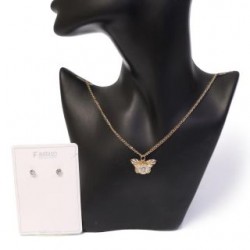 Set Collar Dorado Con Dije Plano y Piedra Con Par De Aretes Cortos Modelos | ZXQ01986