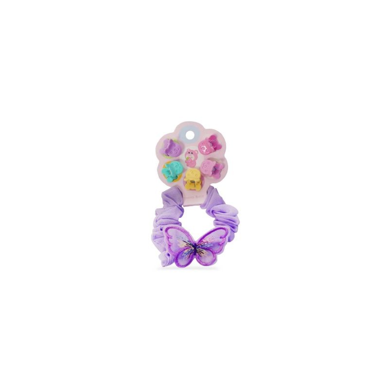 Set Cabello Con Dona Corrugada De Mariposa Y Pinzas Mini De Plástico | ZXQ02223