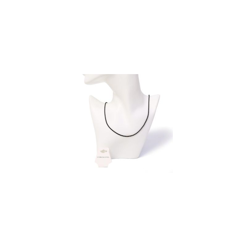 Collar De acero Inoxidable Trenzado En Color Negro Delgado | ZXQ01890