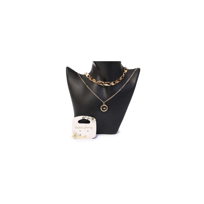 Collar Doble Cadena Delgada Y Eslabones Gruesos Con Dije | ZXQ02683