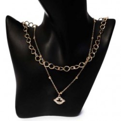 Collar Doble Cadena Delgada Y Grande Dorada Y Plateada Con Dije | ZXQ02682
