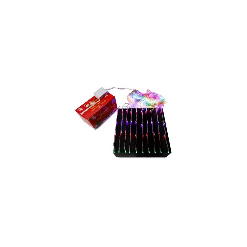 Serie Navideña De 320L Led Multicolor En Cortina De 3x3 Mts Cable Transparente | HZ8012-C
