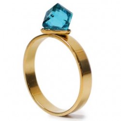 Anillo Acero Inoxidable Dorado Con Piedra De colores Varios Tamaños | ZXQ02354