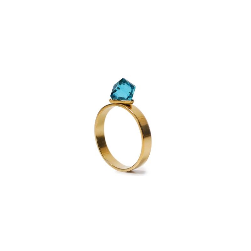 Anillo Acero Inoxidable Dorado Con Piedra De colores Varios Tamaños | ZXQ02354