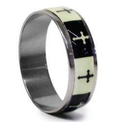 Anillo Acero Inoxidable Estampado Cruz Con 2 Colores Varios Tamaños | ZXQ01775