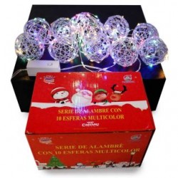 Serie Navideña De Alambre 10 Esferas Led Multicolor De 7 Cm Con Control | HZ8096C
