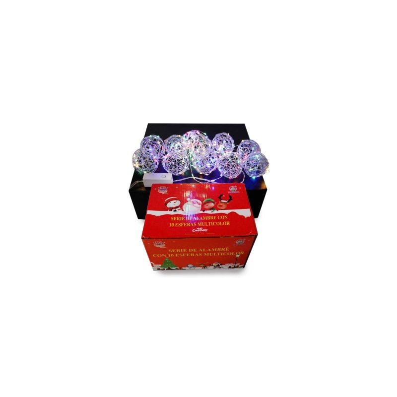 Serie Navideña De Alambre 10 Esferas Led Multicolor De 7 Cm Con Control | HZ8096C