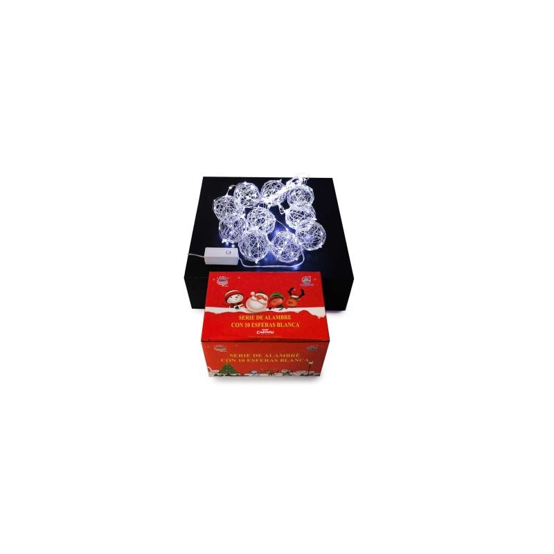 Serie Navideña De Alambre 10 Esferas Led Blanca De 7 Cm Con Control | HZ8096B